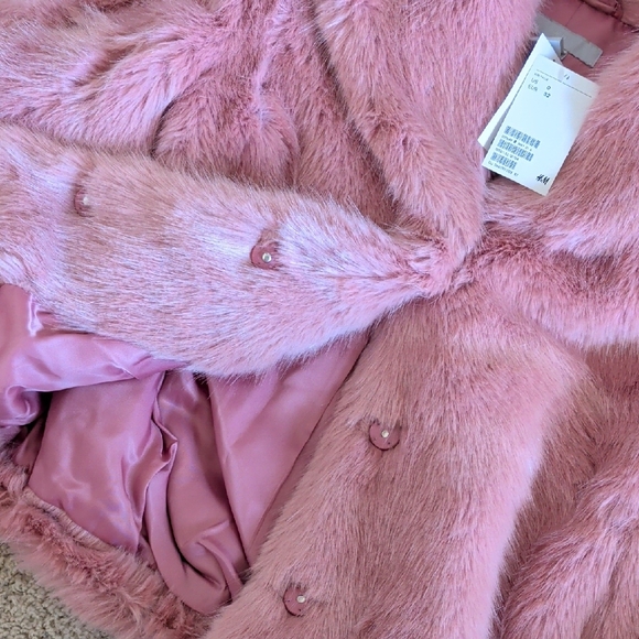 H&M Pink Faux Fur Cropped Jacket - Picture 3 of 4